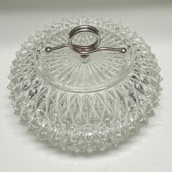 VINTAGE 1960's Indiana Glass Diamond Point Cut Covered Candy Dish  Bowl & Lid - Picture 2 of 12
